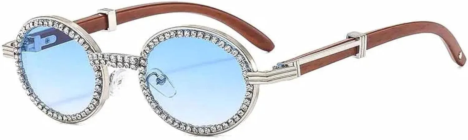 Fashion Advanced Retro Oval Sunglasses Women's Tide Punk Metal Wrapping Sun Glasses Uv400