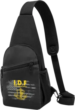 Fashion One-Shoulder Bag IDF Israel Defense Forces Anti-Theft Crossbody Shoulder Chest Bag, Black