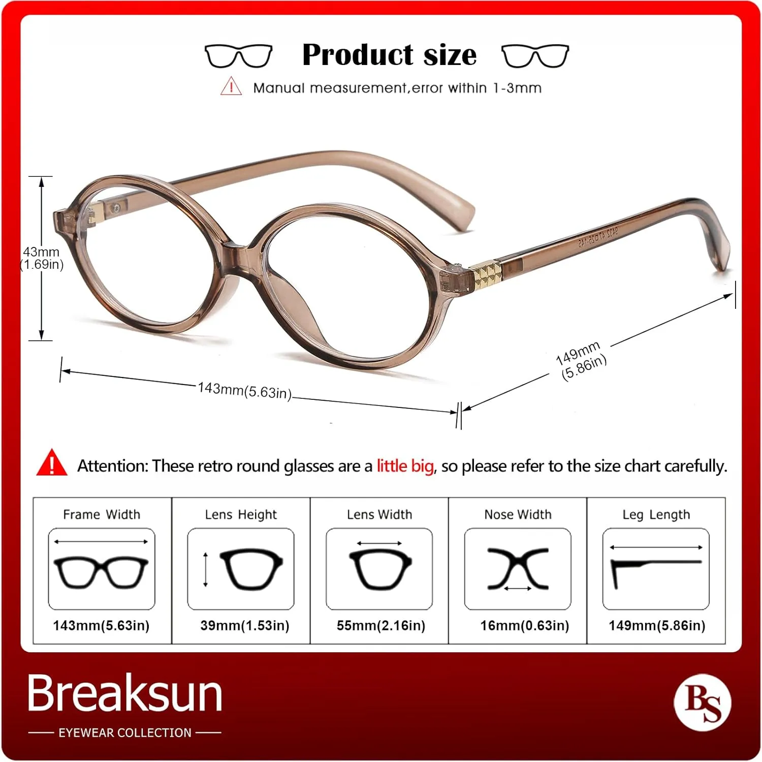 Fashion Oval Glasses for Women Men Retro Round Tortoise Frame Blue Light Glasses Nerd Eyeglasses