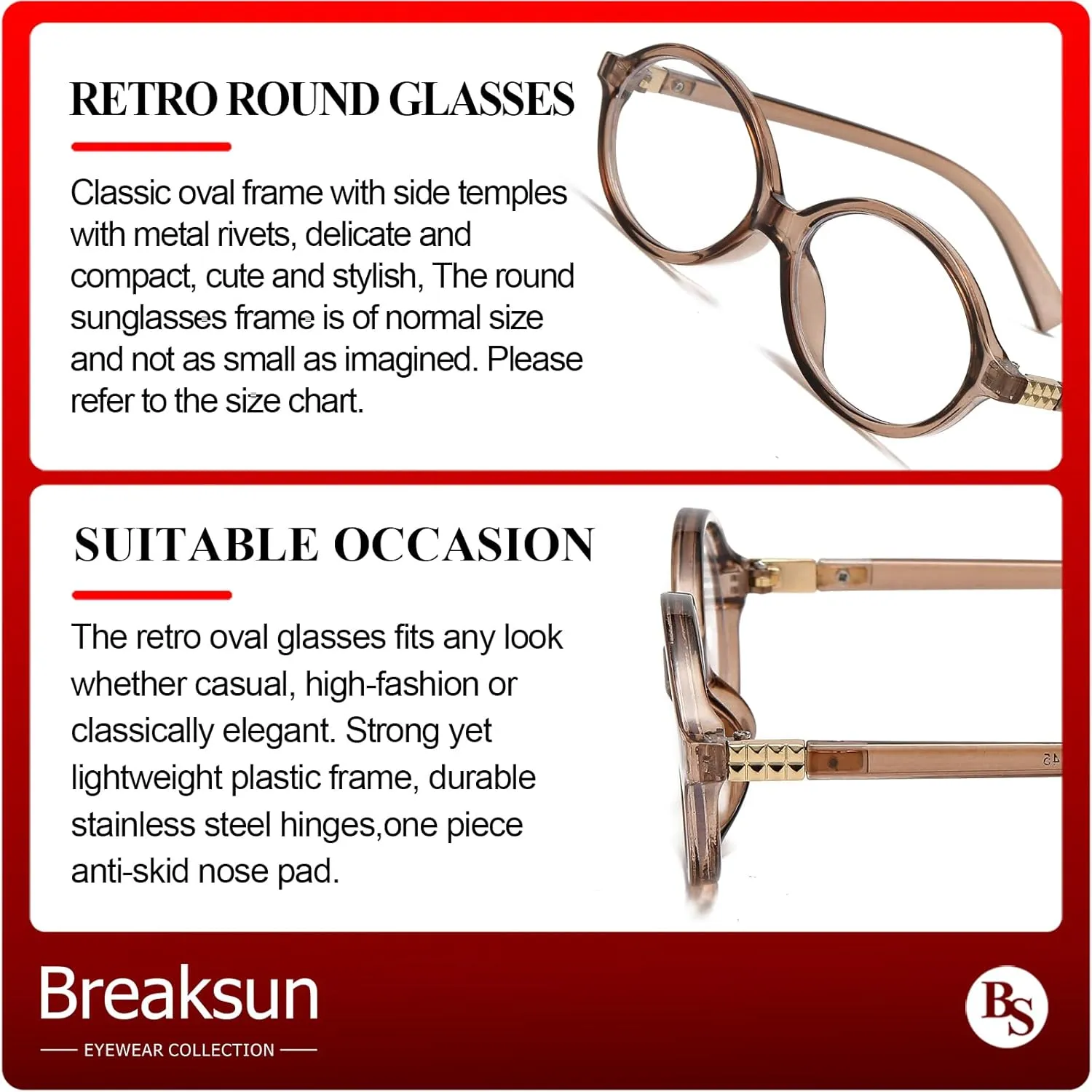 Fashion Oval Glasses for Women Men Retro Round Tortoise Frame Blue Light Glasses Nerd Eyeglasses