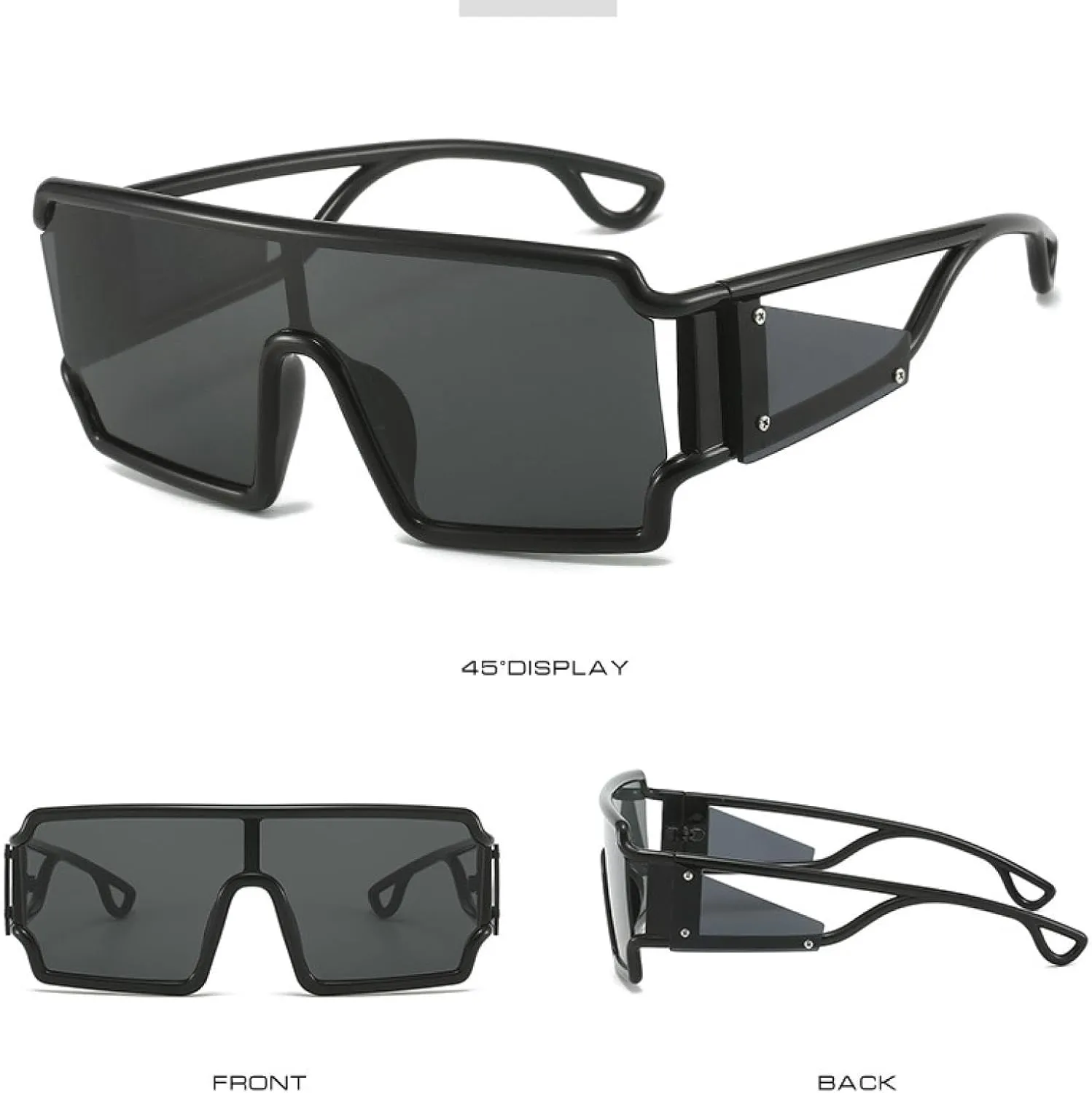 Fashion Oversized Frame Hollow Out One Piece Sunglasses Women Men Classic Outdoors Driving Travel Sun Glasses Uv400
