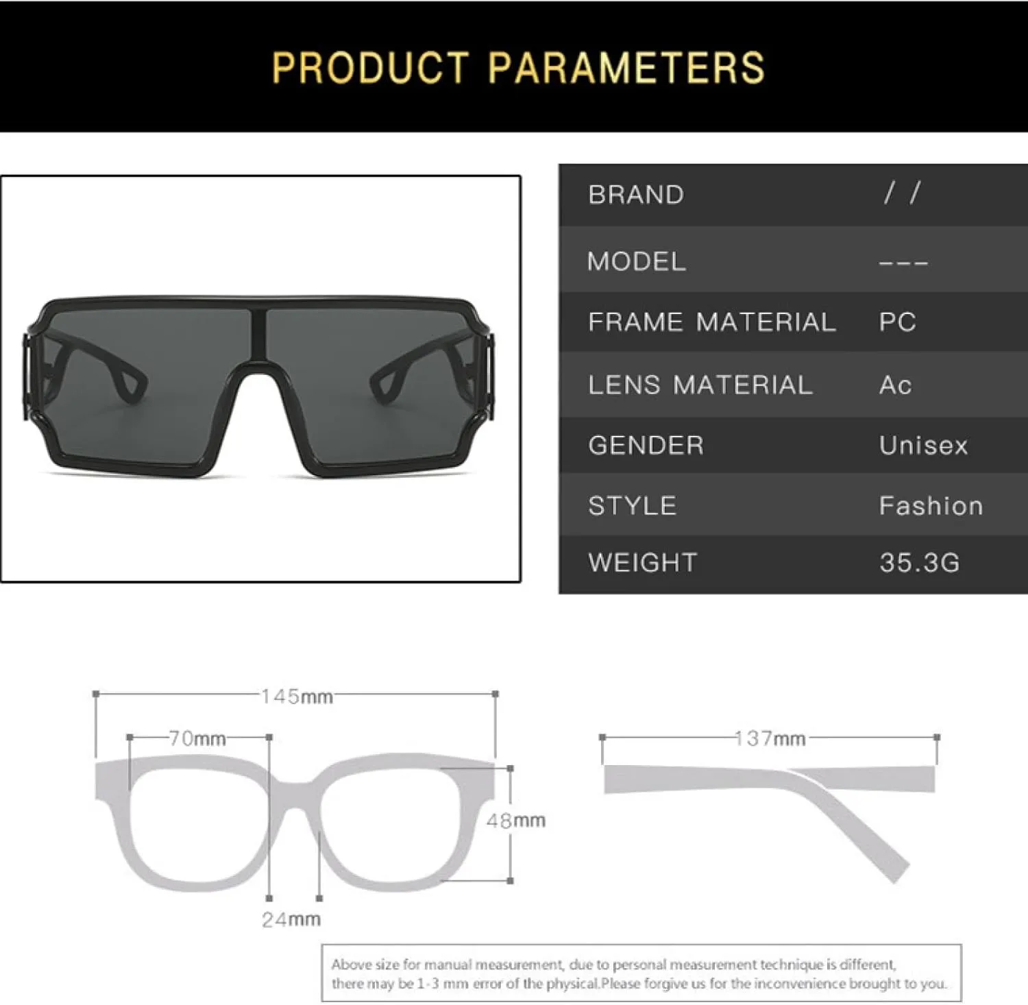 Fashion Oversized Frame Hollow Out One Piece Sunglasses Women Men Classic Outdoors Driving Travel Sun Glasses Uv400