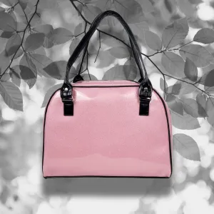Faux Patent Leather Bowler Bag (Pink)