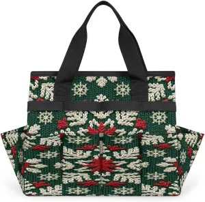 Festive Days Gardening Tote Bag Colorful Snowstorms Gardening Tool Bag Multi-Pocket Tool Bag with Handle Suitable for Indoor and Outdoor Gardening, Electrician, Technician
