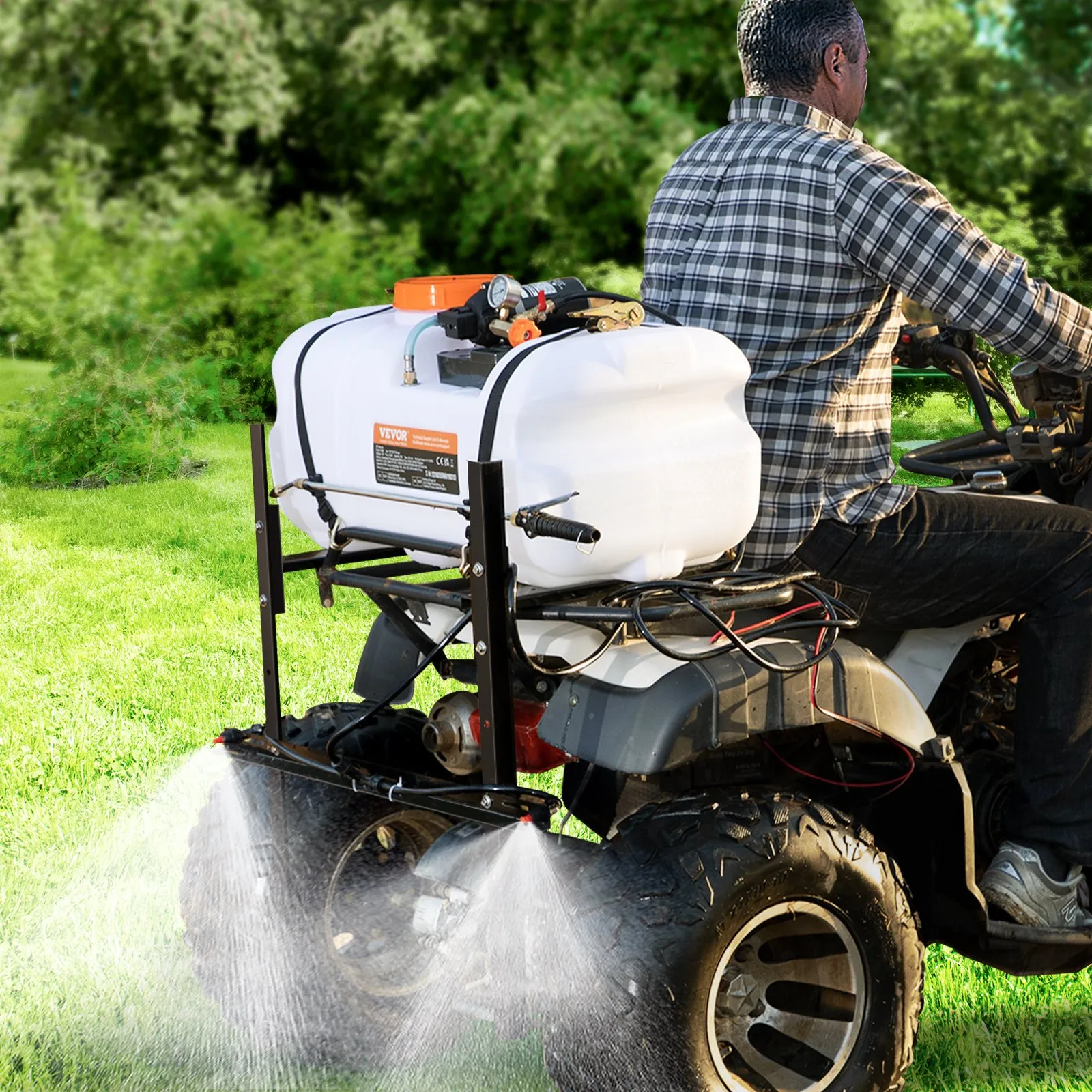 (FINAL PRICES ARE LOWER ON OUR SITE!) VEVOR ATV Spot Sprayer, 15.9 Gal/60 L ATV/UTV Broadcast Sprayer with A Nozzle Boom, 12 V Pump Weed Sprayer with Water Tank, 1.9 GPM Flow Rate, Adjustable 0-72 PSI, 20FT Hose, White