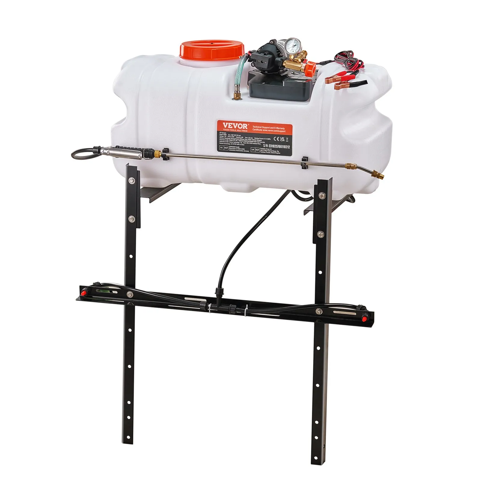 (FINAL PRICES ARE LOWER ON OUR SITE!) VEVOR ATV Spot Sprayer, 15.9 Gal/60 L ATV/UTV Broadcast Sprayer with A Nozzle Boom, 12 V Pump Weed Sprayer with Water Tank, 1.9 GPM Flow Rate, Adjustable 0-72 PSI, 20FT Hose, White