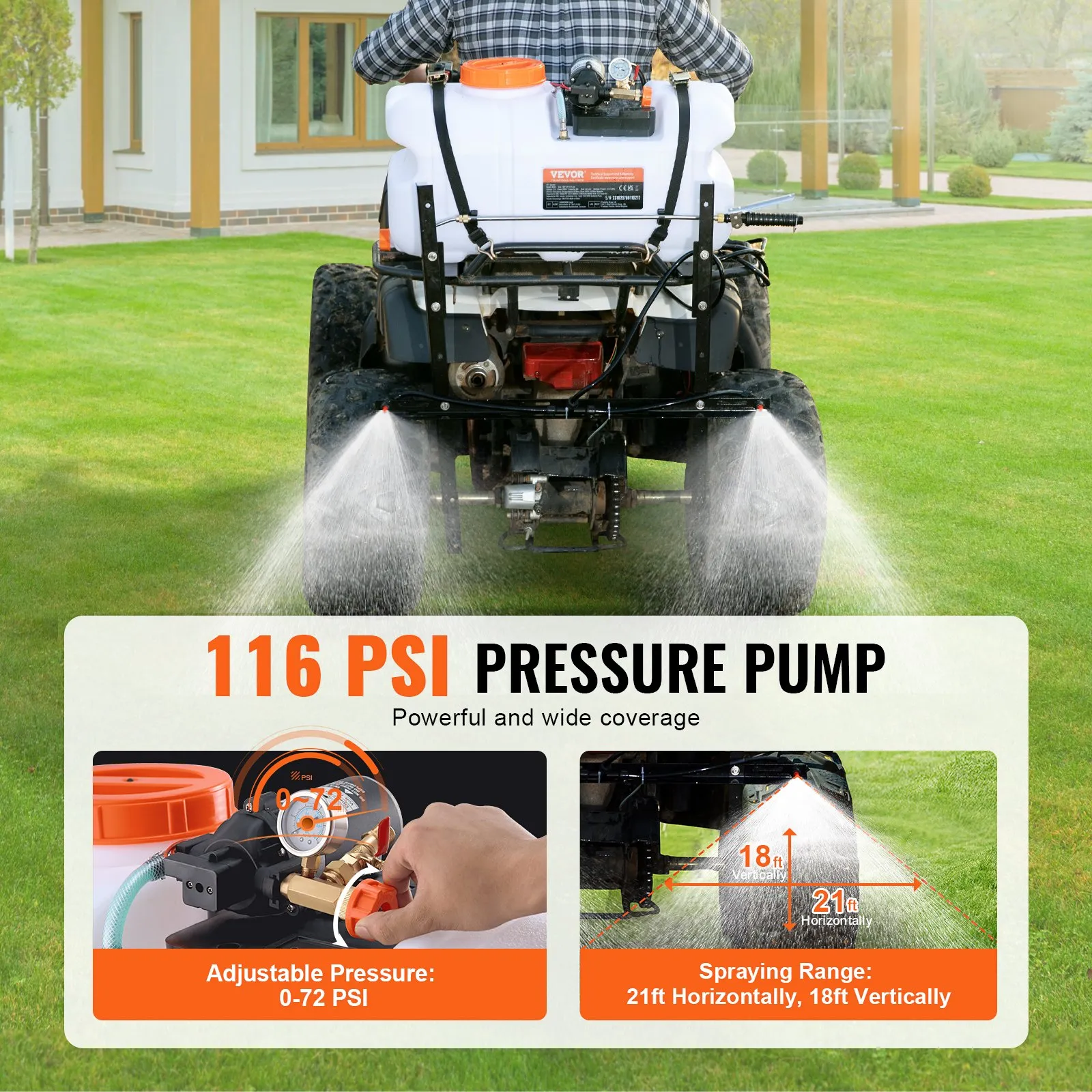 (FINAL PRICES ARE LOWER ON OUR SITE!) VEVOR ATV Spot Sprayer, 15.9 Gal/60 L ATV/UTV Broadcast Sprayer with A Nozzle Boom, 12 V Pump Weed Sprayer with Water Tank, 1.9 GPM Flow Rate, Adjustable 0-72 PSI, 20FT Hose, White