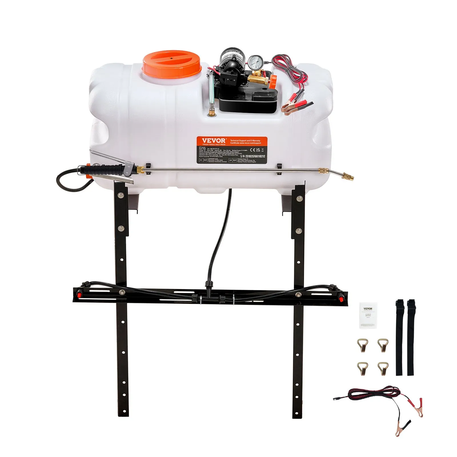 (FINAL PRICES ARE LOWER ON OUR SITE!) VEVOR ATV Spot Sprayer, 15.9 Gal/60 L ATV/UTV Broadcast Sprayer with A Nozzle Boom, 12 V Pump Weed Sprayer with Water Tank, 1.9 GPM Flow Rate, Adjustable 0-72 PSI, 20FT Hose, White