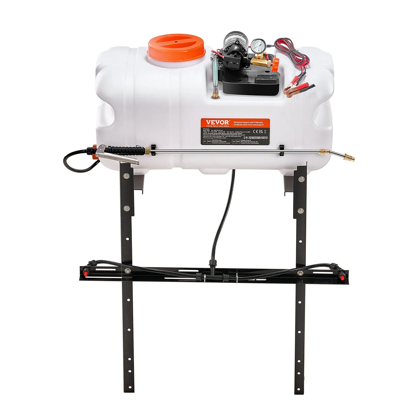 (FINAL PRICES ARE LOWER ON OUR SITE!) VEVOR ATV Spot Sprayer, 15.9 Gal/60 L ATV/UTV Broadcast Sprayer with A Nozzle Boom, 12 V Pump Weed Sprayer with Water Tank, 1.9 GPM Flow Rate, Adjustable 0-72 PSI, 20FT Hose, White