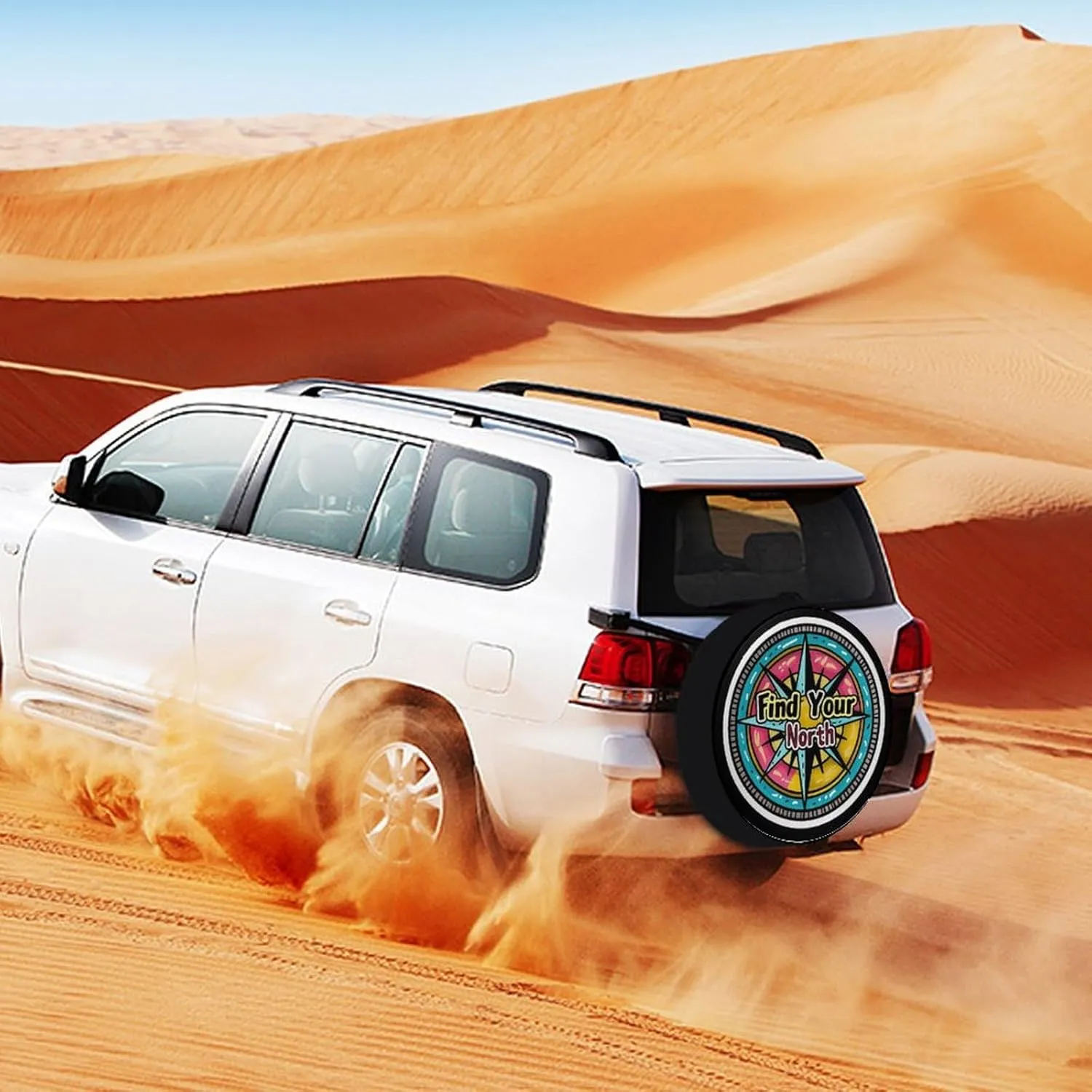 Find Your True North Compass Fashion Spare Tire Cover Waterproof Wheel Covers Car Accessories for Travel Camping