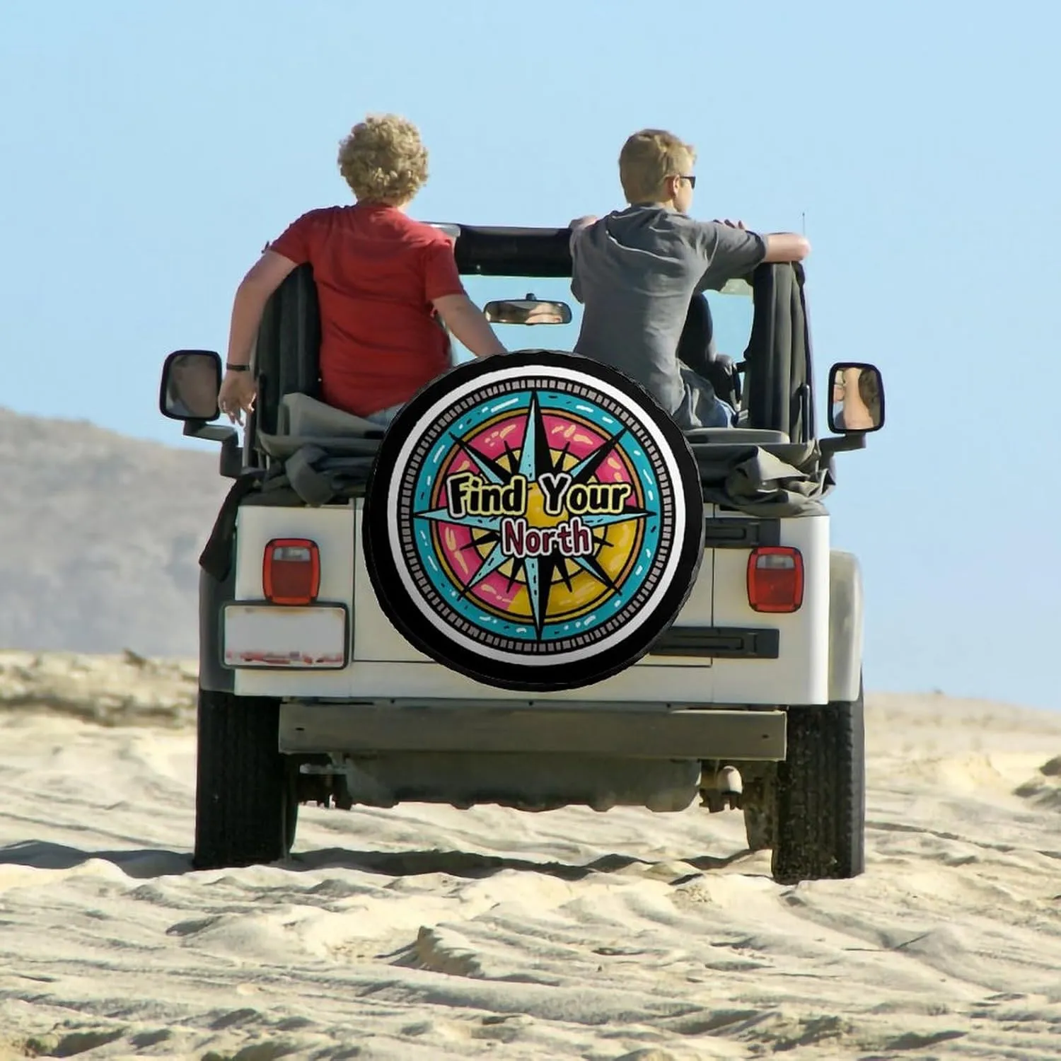 Find Your True North Compass Fashion Spare Tire Cover Waterproof Wheel Covers Car Accessories for Travel Camping