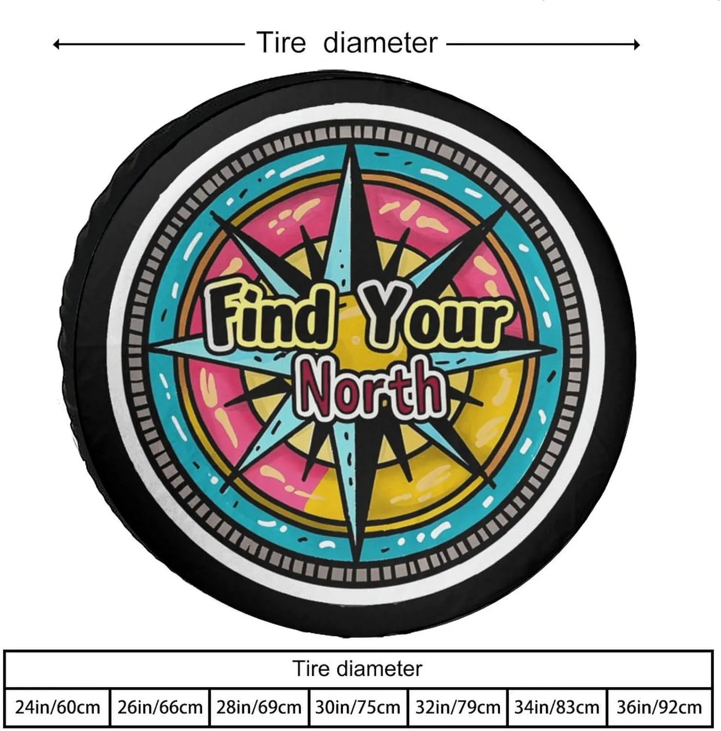 Find Your True North Compass Fashion Spare Tire Cover Waterproof Wheel Covers Car Accessories for Travel Camping