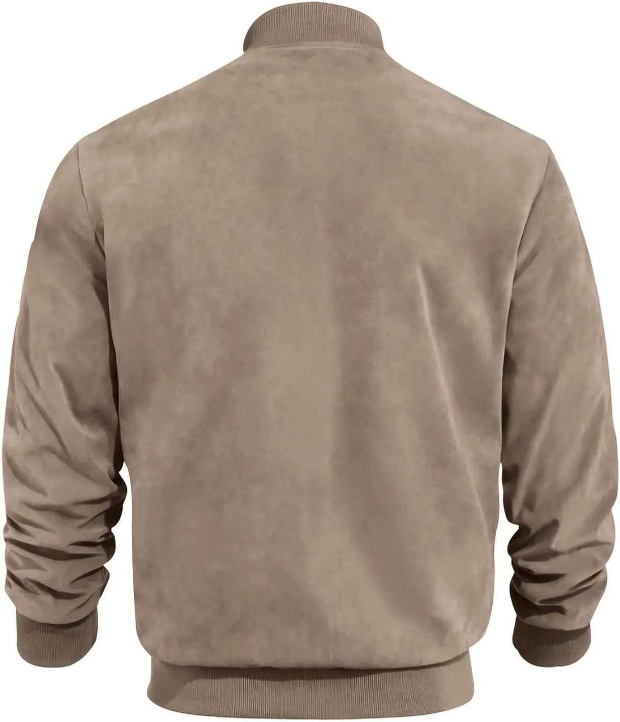 Finelylove Mens Faux Suede Leather Jacket Lightweight Casual Solid Bomber Jacket Water Resistant Windbreaker Outwear