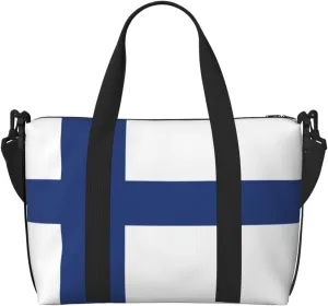Finnish flag print Travel Duffle Bag,Weekender Bags,Gym Duffel Bag,Luggage Duffle Overnight for Women Men
