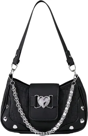Floerns Women's Y2k PU Leather Crosbody Bag Retro Vintage Clutch Handbag Punk Retro Underarm Purses