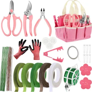 Flower Arrangement Florist Supplies Rose Thorn Stripper Tool Floral Tool Kit Include Remover Rose Stripper Pink Tool Bag Thorn Outdoor Hand Tools Stem Pruning Shear Gloves Stem Wire Etc