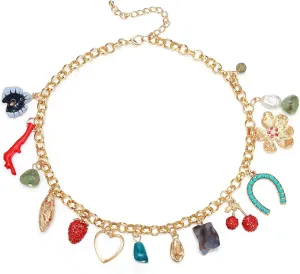 Flyonce Gold Charm Choker Necklace Boho Tropical Style Western Jewelry for Women Dainty Necklaces Country Concert Outfits for Women Summer Beach Fashion Jewelry