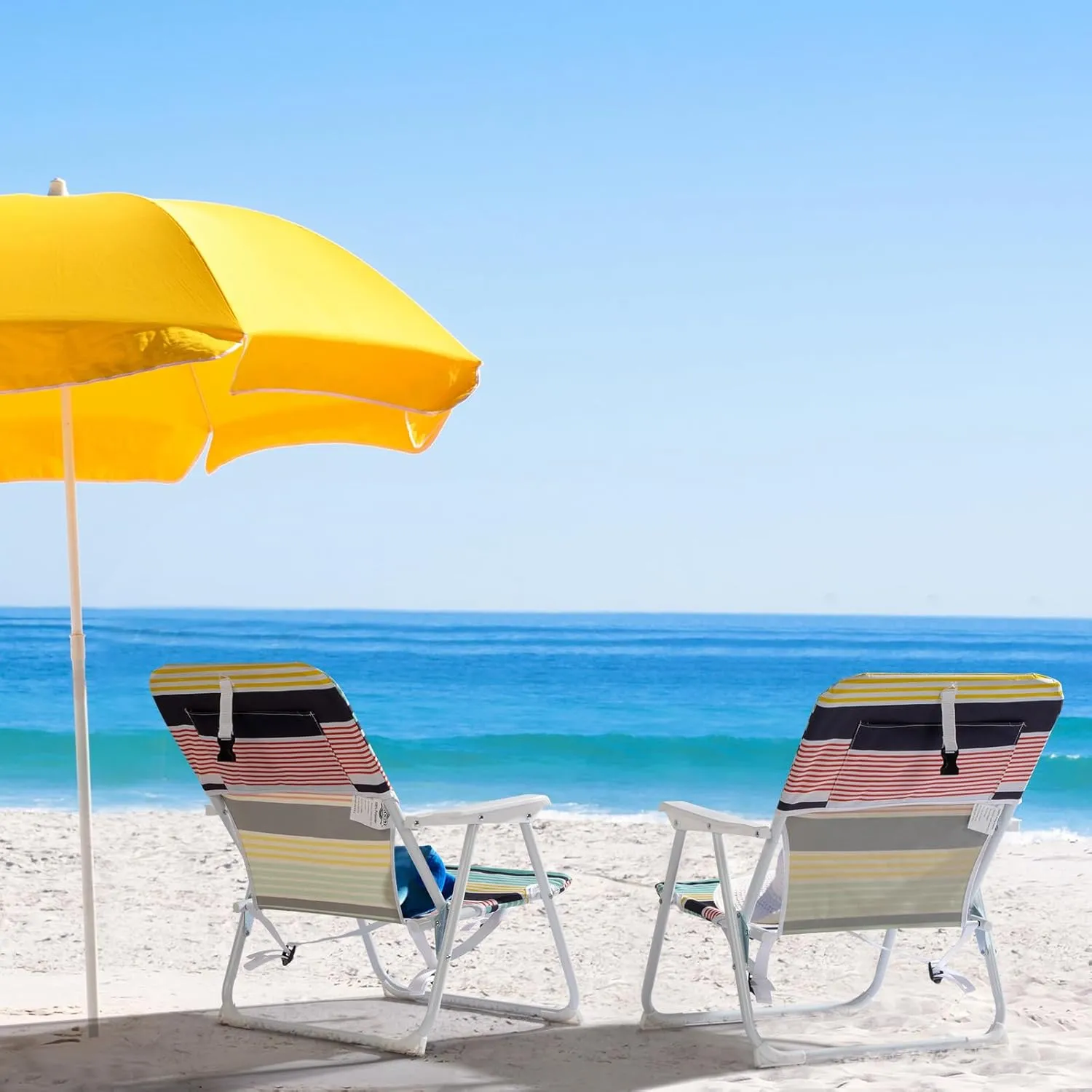 Folding Beach Chair, Beach Chairs for Adults,Portable Heavy-Duty Lawn Chairs Made of High Strength Durable 600D Oxford Fabric and Steel Frame for Outdoors,Camping Trip,Sporting Event,Picnic, BBQ