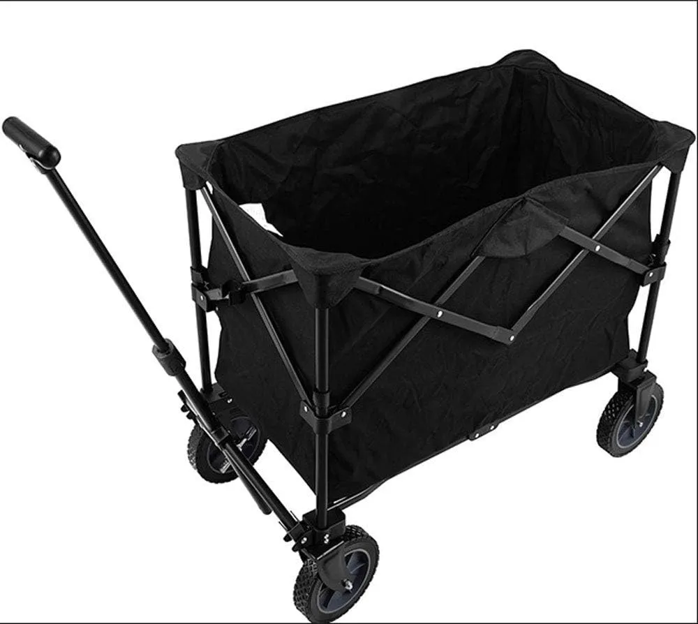 Folding Camping Cart Garden Wagon 4 Wheeled Foldable Festival Trolley Portable Garden Cart - Maximum Load 80Kg for Travel Camping Picnic Fishing