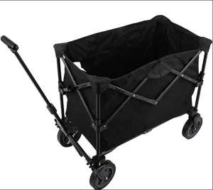 Folding Camping Cart Garden Wagon 4 Wheeled Foldable Festival Trolley Portable Garden Cart - Maximum Load 80Kg for Travel Camping Picnic Fishing