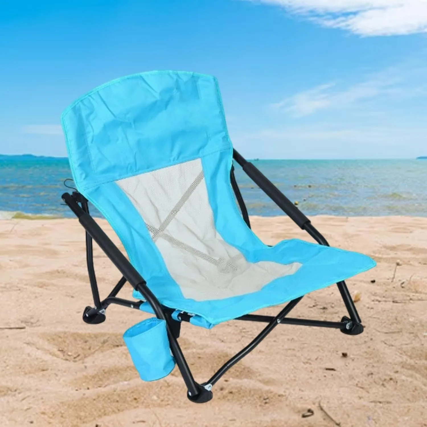 Folding Camping Chair Folding Chaise Chair Foldable Comfortable High Backrest Picnic Seat for Park Picnic Fishing Travel Lawn, Blue