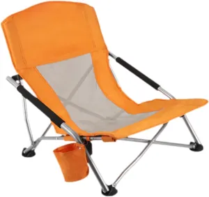 Folding Camping Chair High Backrest Lounger Portable Picnic Seat Folding Camp Chair for Concert Traveling Garden Patio Pool, Orange