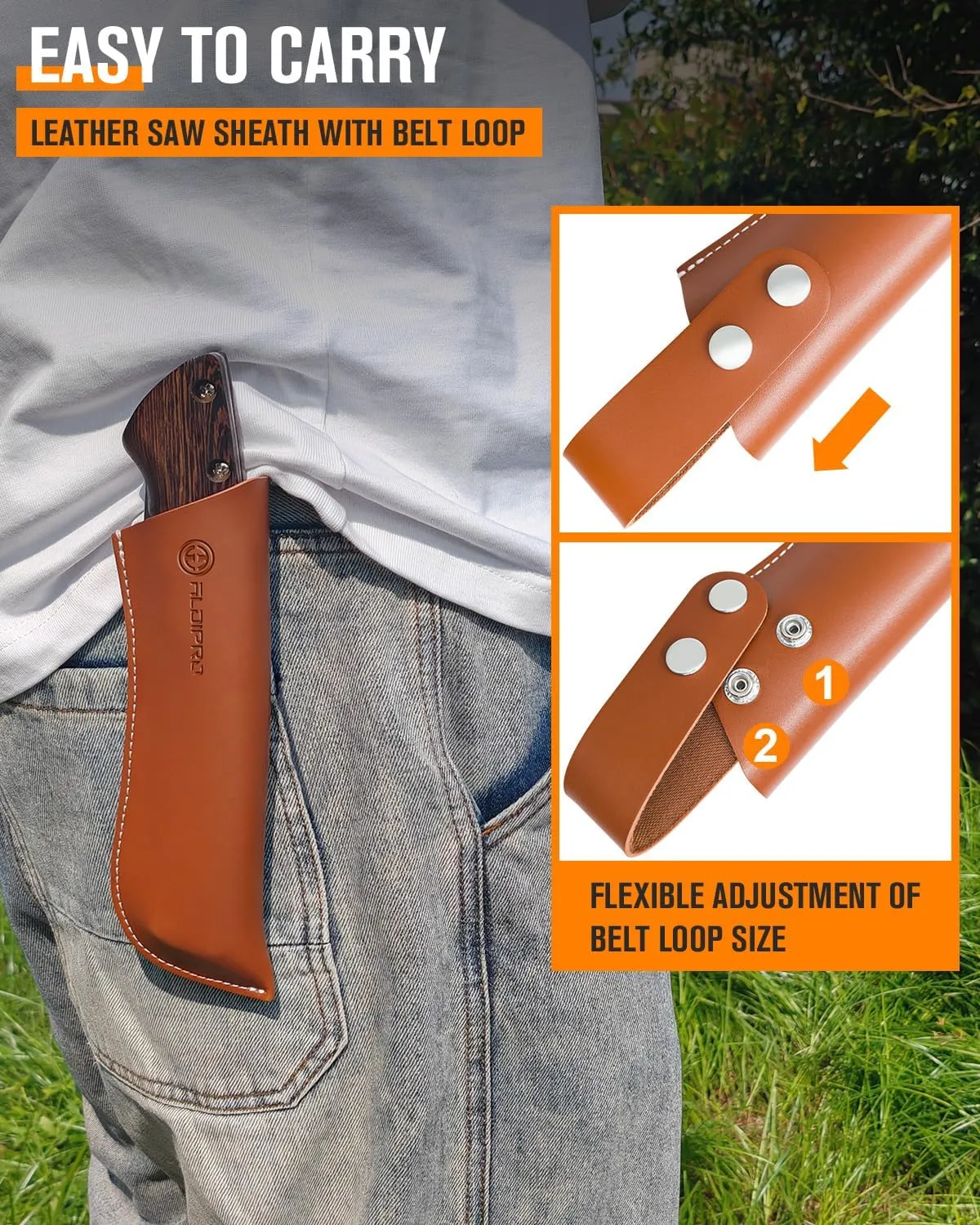 Folding Pruning Saw 7 Inch with Leather Sheath and Wenge Wooden Handle, SK5 Steel Blade, Foldable Hand Saw for Camping, Survival, Wood Cutting, Bushcraft and Tree Trimming