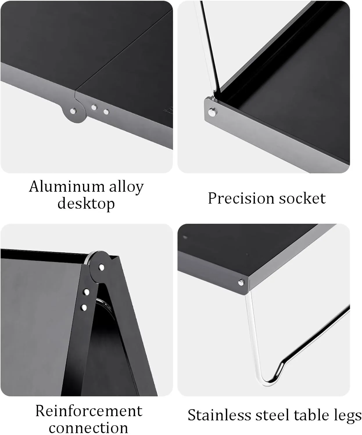 Folding Table Lightweight and Portable,Steady Camping Table,Aluminum Table,for Outdoor Camping Hiking Picnic Beach BBQ, Grey