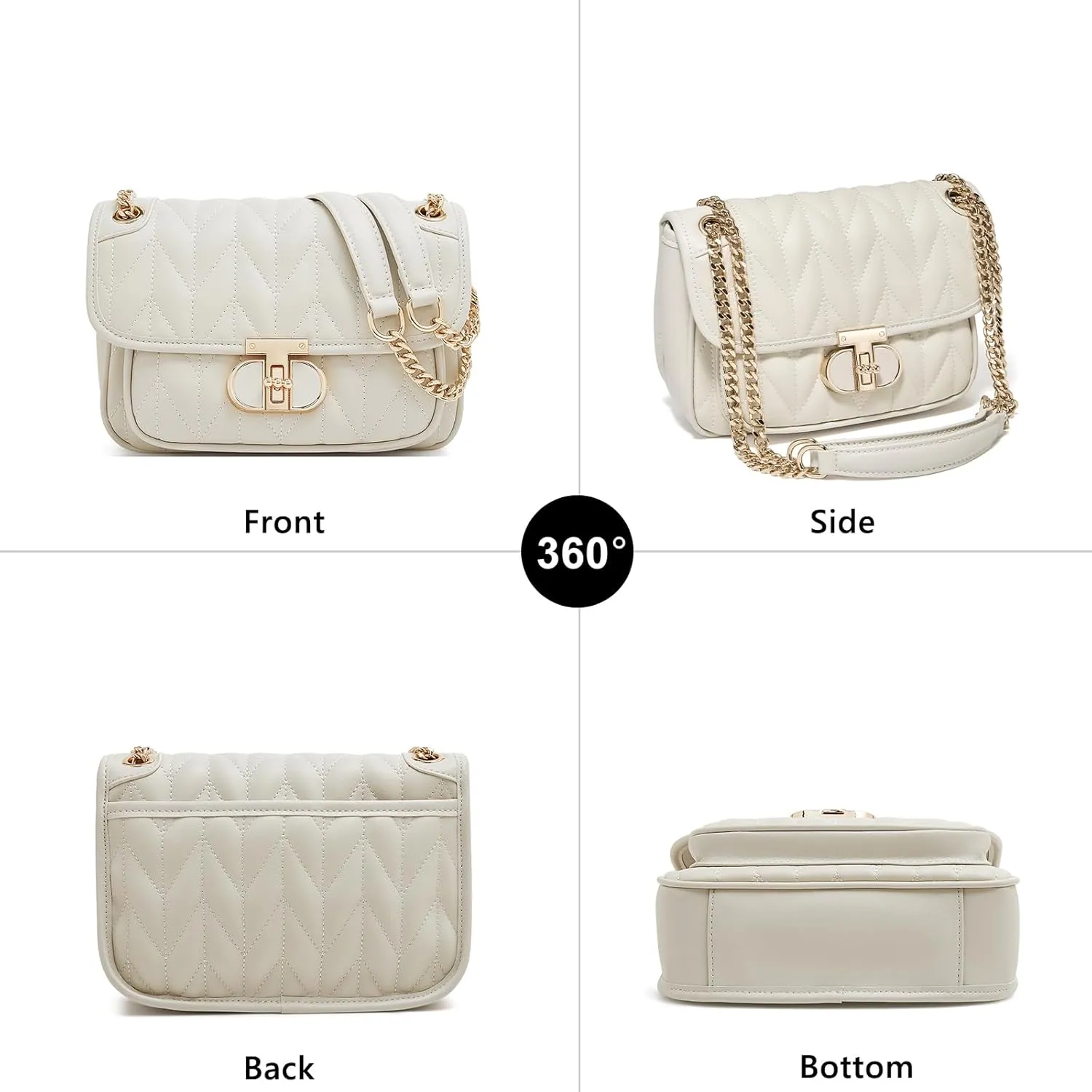 FOXLOVER Quilted Crossbody Purses for Women Trendy Large Women's Shoulder Handbags Fashion Twist Button