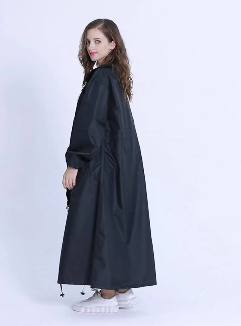 Freesmily Women's Stylish Long Raincoat with Hood and Multi Color Pattern