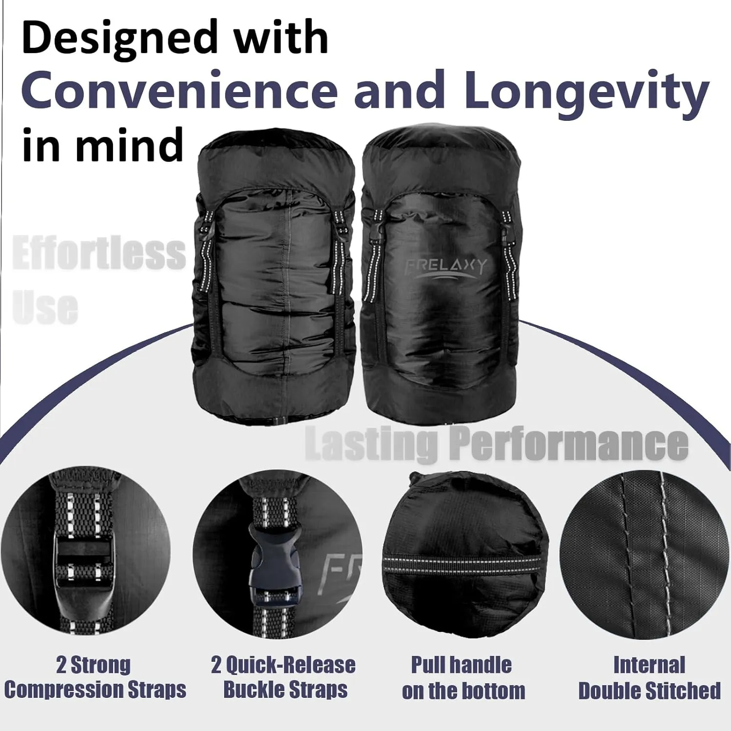 Frelaxy Compression Sack, 40% More Storage! 11L/18L/30L/45L/52L Compression Stuff Sack, Water-Resistant & Ultralight Sleeping Bag Stuff Sack - Space Saving Gear for Camping, Hiking