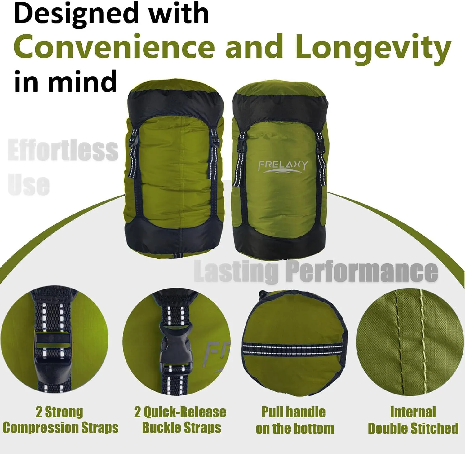 Frelaxy Compression Sack, 40% More Storage! 11L/18L/30L/45L/52L Compression Stuff Sack, Water-Resistant & Ultralight Sleeping Bag Stuff Sack - Space Saving Gear for Camping, Hiking