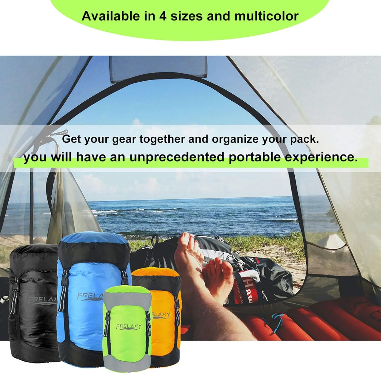 Frelaxy Compression Sack, 40% More Storage! 11L/18L/30L/45L/52L Compression Stuff Sack, Water-Resistant & Ultralight Sleeping Bag Stuff Sack - Space Saving Gear for Camping, Hiking