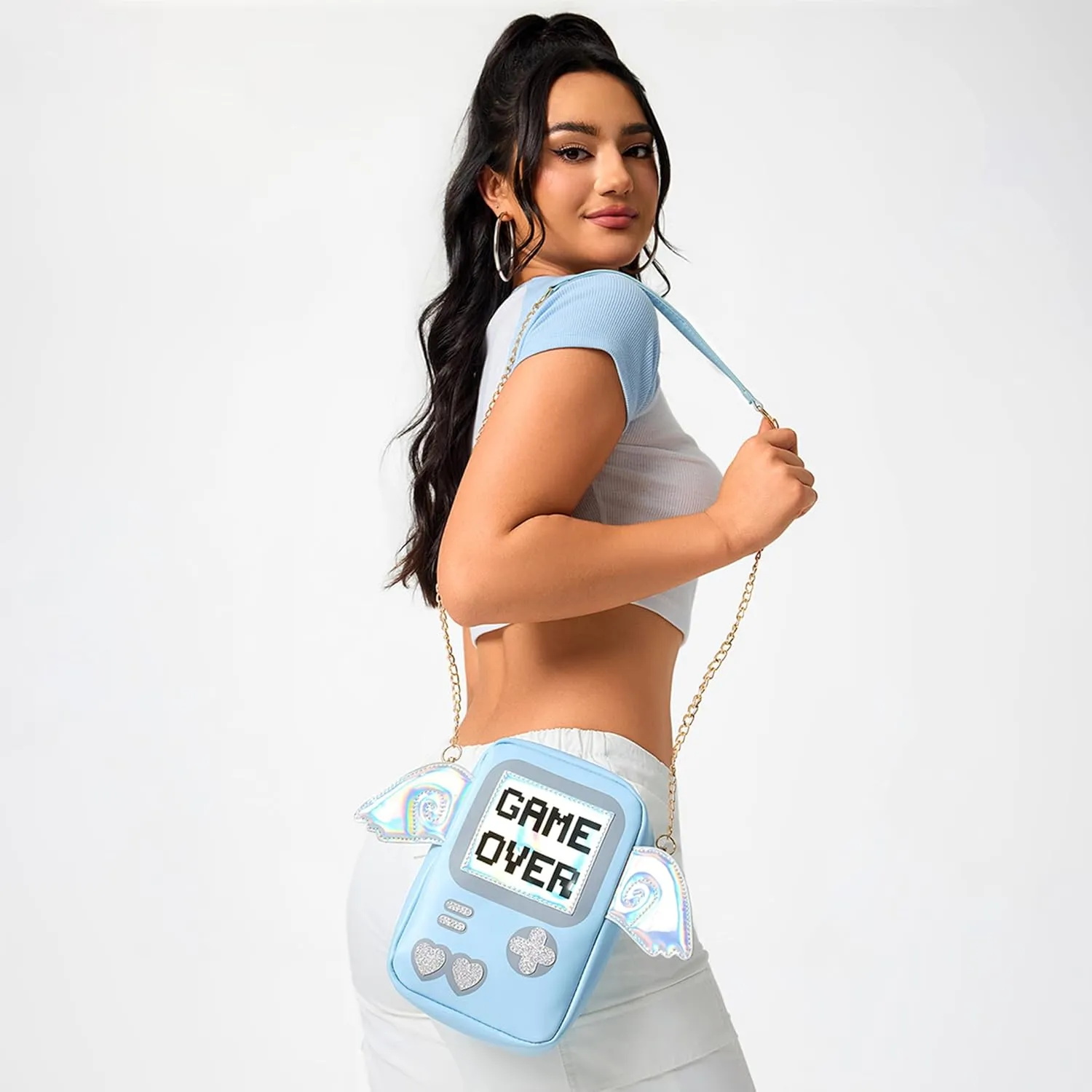 Fun Shape Purse for Women Novelty Handbags Unique Chain Crossbody Bag for Teens with Adjustable Shoulder Strap