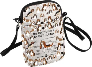 Funny Basset Hound Dog Lovers Gifts The Anatomy of A Basset Hound Crossbody Bag Basset Hound Veterinary Mom Small Sling Bag