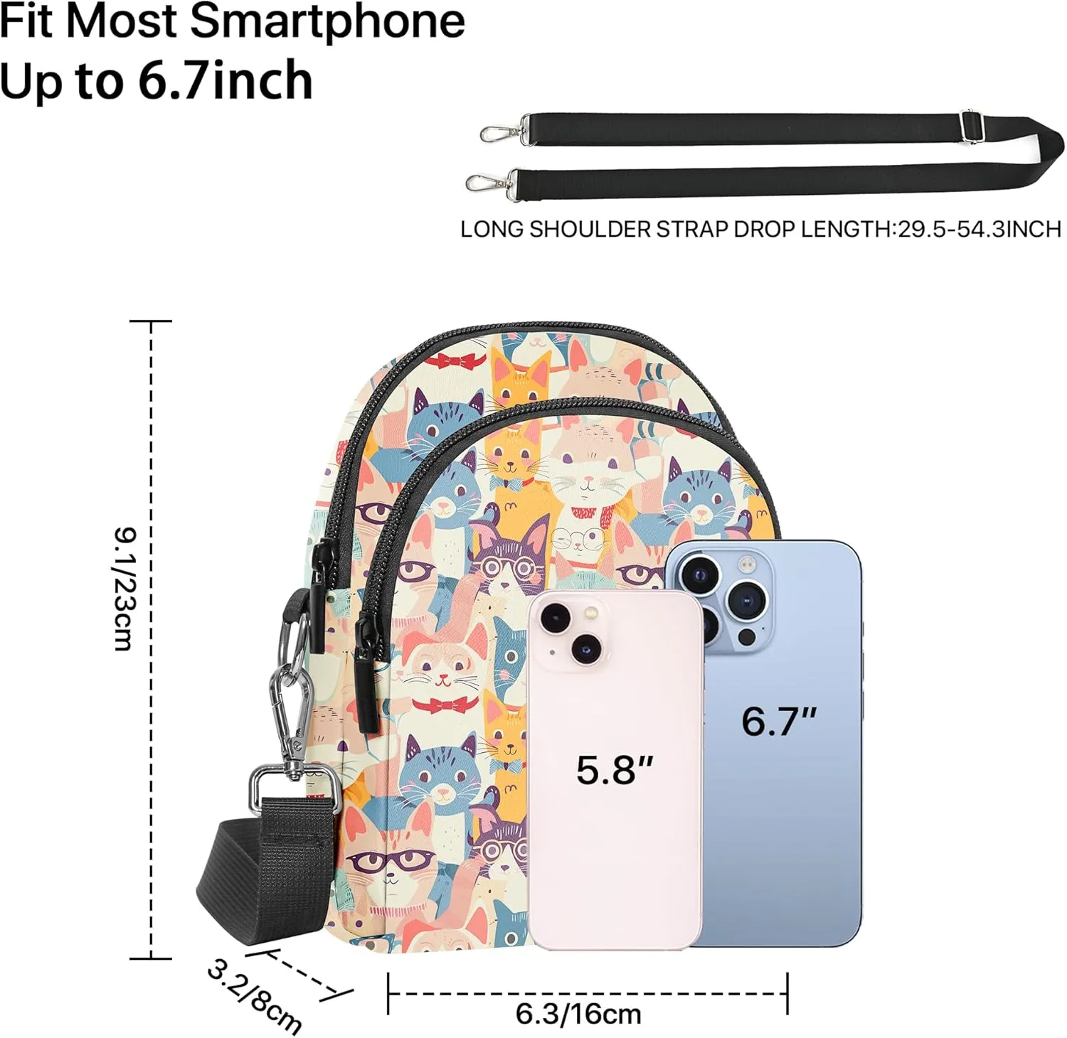 FyLybois Small Crossbody Bags for Women Casual Cell Phone Bag Wallet Purse Waterproof with Card Slots Adjustable Strap