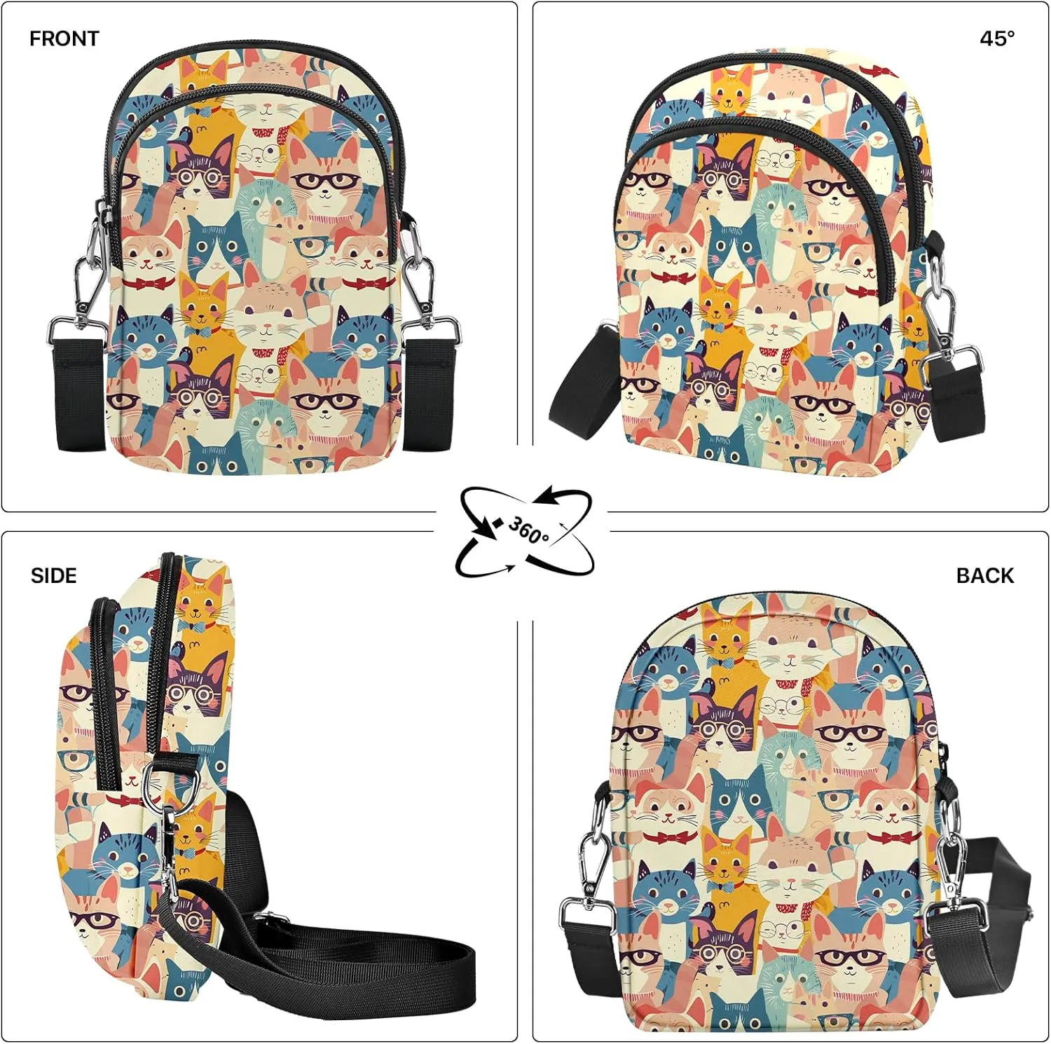 FyLybois Small Crossbody Bags for Women Casual Cell Phone Bag Wallet Purse Waterproof with Card Slots Adjustable Strap