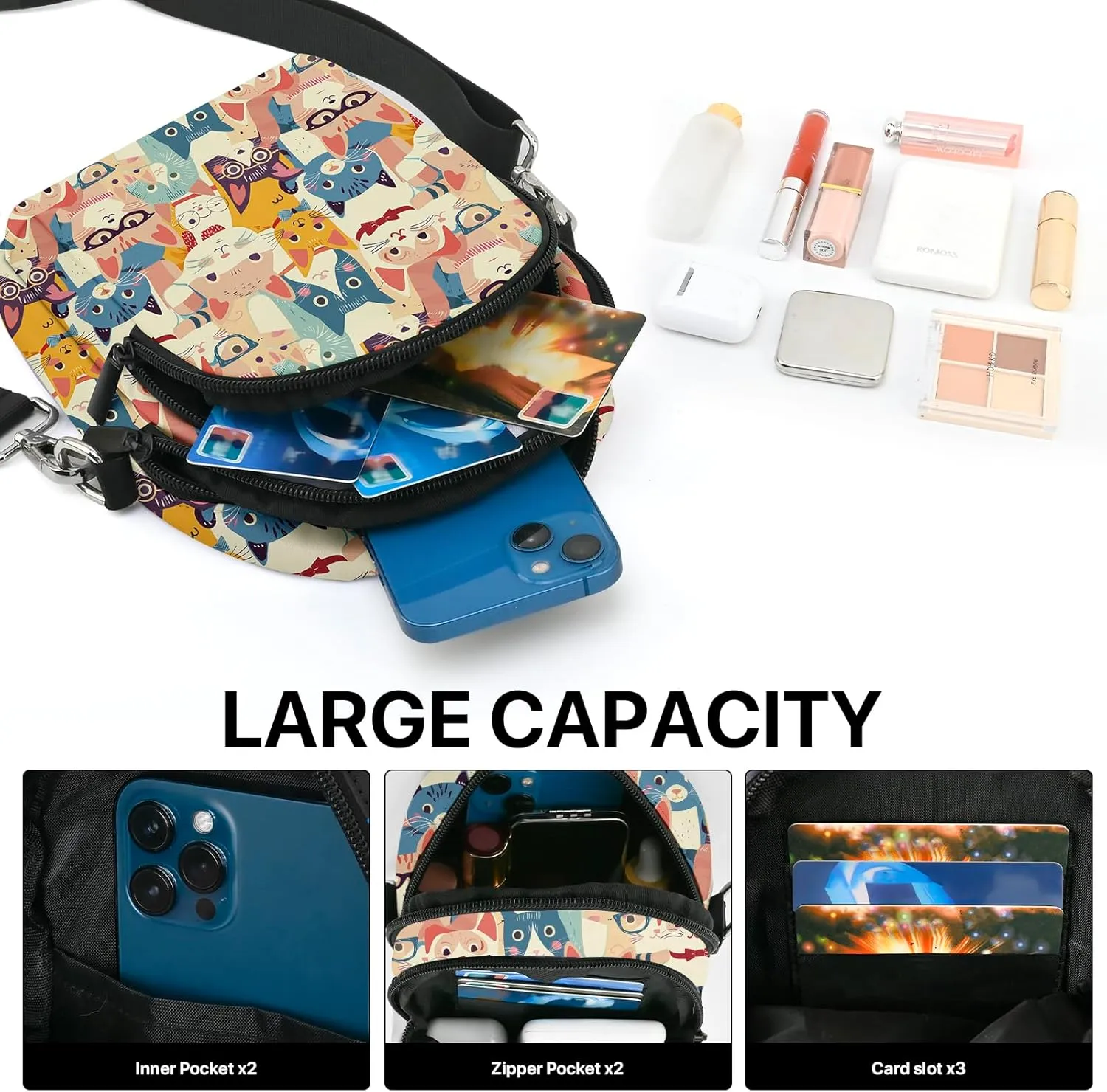 FyLybois Small Crossbody Bags for Women Casual Cell Phone Bag Wallet Purse Waterproof with Card Slots Adjustable Strap