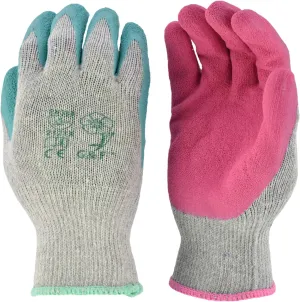 G & F Products Gardening Gloves for Women - 12 Pairs of Breathable Rubber Coated Yard Garden Gloves with Non-Slip Grip - Outdoor Protective Work Gloves, Rose Pink & Jade Green, Large.