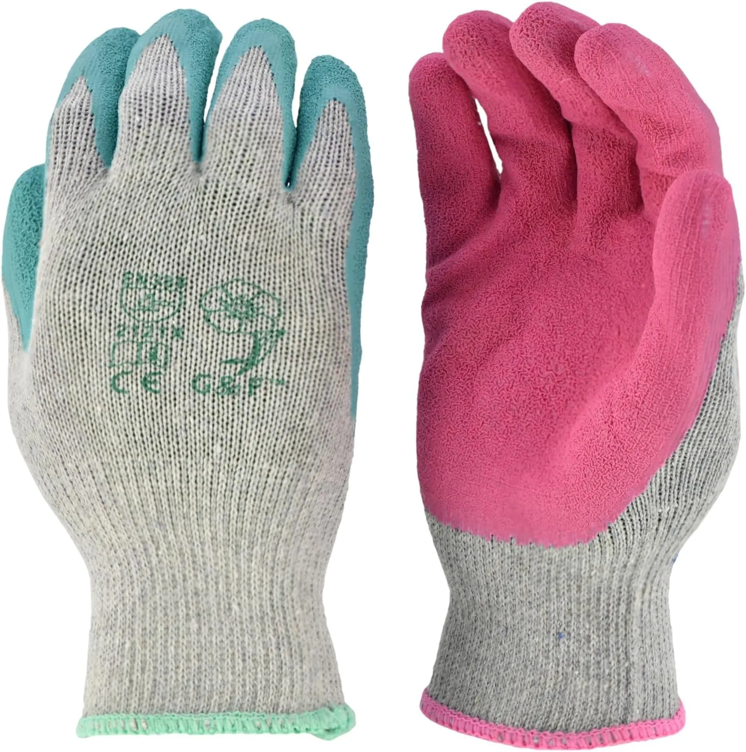 G & F Products Gardening Gloves for Women - 12 Pairs of Breathable Rubber Coated Yard Garden Gloves with Non-Slip Grip - Outdoor Protective Work Gloves, Rose Pink & Jade Green, Large.