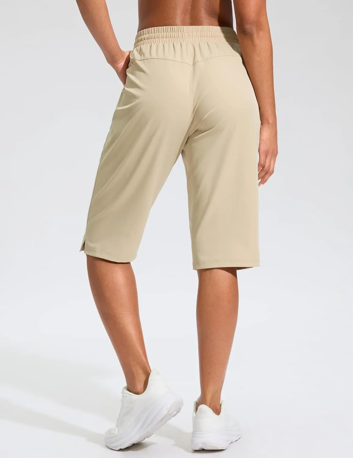 G Gradual Women's 13" Long Hiking Shorts with Zipper Pocket Lightweight Quick Dry Knee Length Bermuda Shorts for Women
