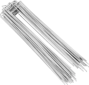 GALPADA 50Pcs U Shaped Galvanized Ground Pegs for Outdoor Gardening Durable Lawn Stakes for Tents Canopies Tarps Landscaping