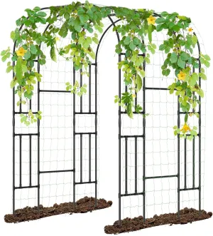 Garden Arch Trellis for Climbing Plants, 87'' H Large Garden Trellis OutdoorMetal Plant Support Trellis Archway Arbor Tunnel Trellis for Vegetables Plant Cucumber Trellis Decoration, Black