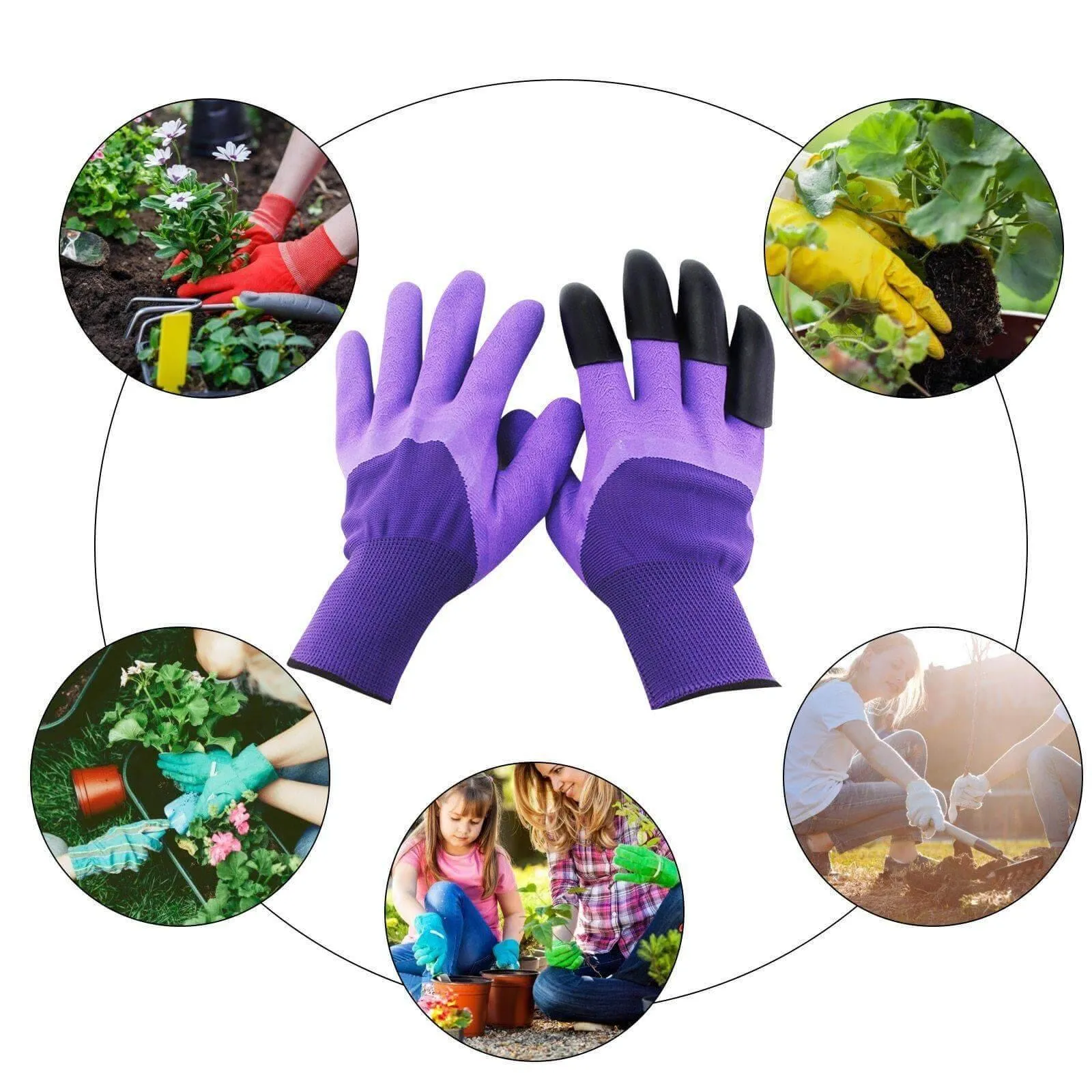 Garden Claw Gloves - Rubber Gardening Gloves with Claw Tips