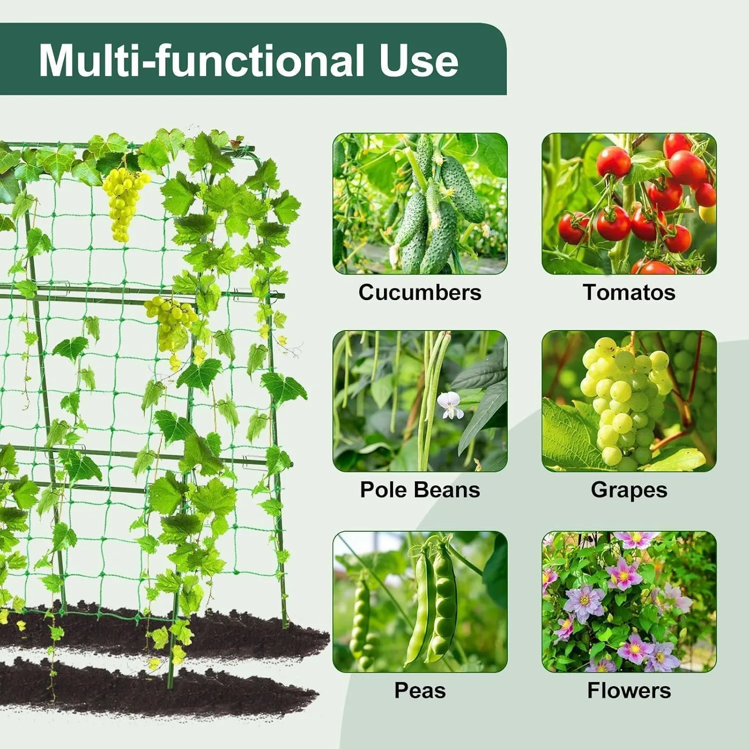 Garden Cucumber Trellis for Climbing Plants Outdoor, 48x48inch U-Shape Arch Trellis Support Grape Vine Tomato Vegetable Pea Bean Cucumber Trellis for Garden Raised Bed, Green