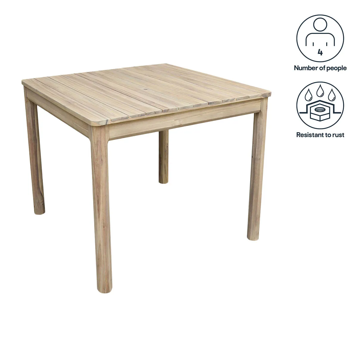 Garden Dining Table Wooden 4 Seater Square Durable Natural Outdoor Furniture