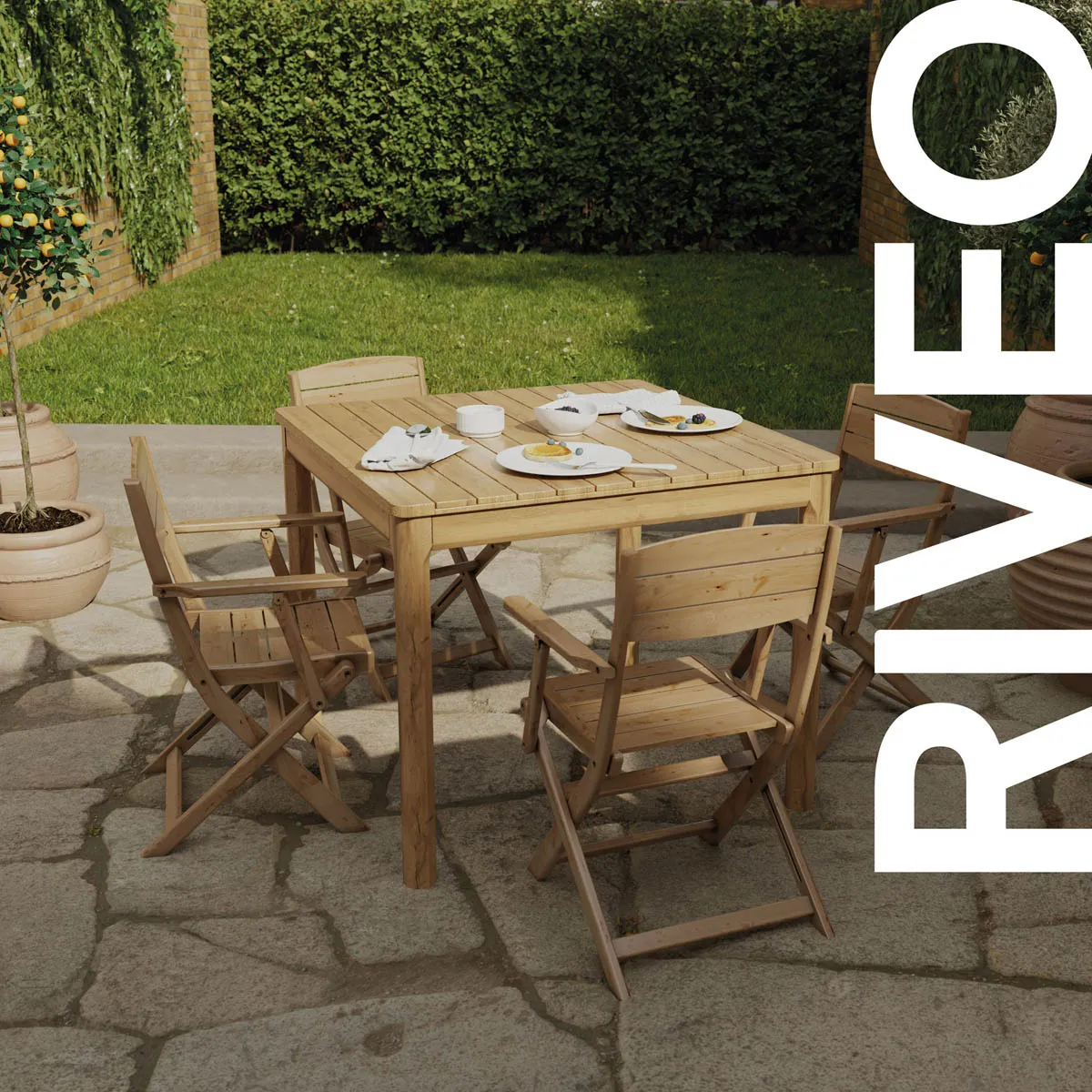 Garden Dining Table Wooden 4 Seater Square Durable Natural Outdoor Furniture