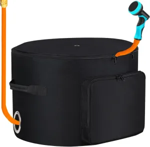 Garden Hose Holder Standing Bag, Water Hose Holder Pot Bag for Outside, with Hose Entry Hole; Drainage & Breathable Holes; Small Tool Storage Pocket (black)
