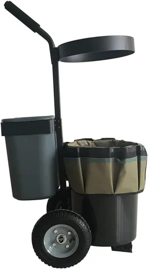 Garden Lawn Yard Wheeled Cart Mobile Gardening Rolling Transport Outdoor Organize Storage Gardening Caddy ​with Gallon Bucket Oxford Bag
