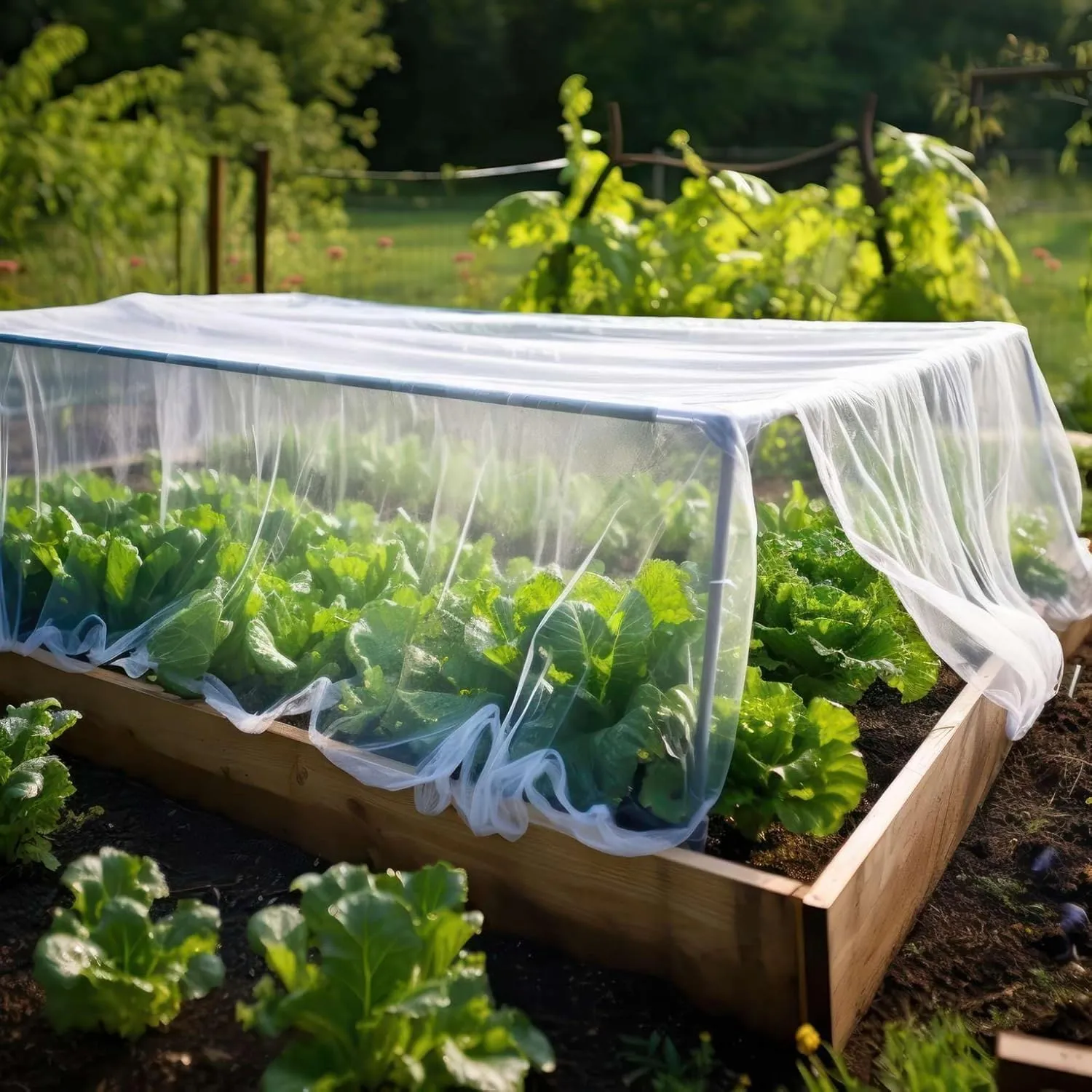 Garden Netting for Bird, Insect and Bug Cover 10x10FT | Multiple Size White Mesh Fabric Mosquito Net for Fruit & Vegetable Protection | Agricultural Strawberry, BlackBerry & Berry Plant Barrier